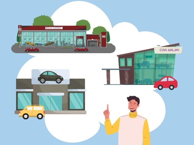 色々な車のお店があるイメージ画像